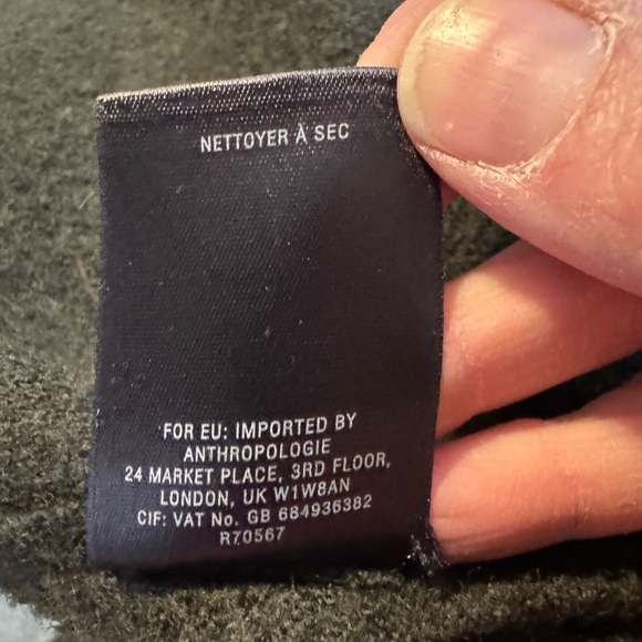 Anthropologie Sparrow Belted Shawled 100% Wool Sweater Coat Green Belted EUC - Picture 9 of 9